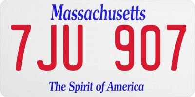 MA license plate 7JU907