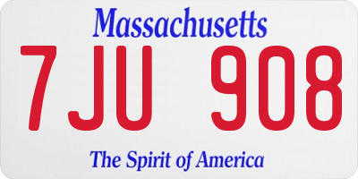 MA license plate 7JU908
