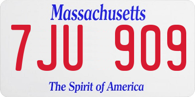 MA license plate 7JU909