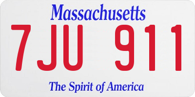 MA license plate 7JU911