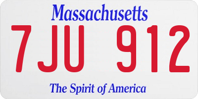 MA license plate 7JU912