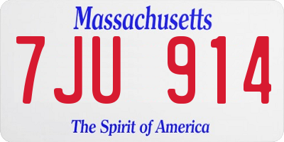 MA license plate 7JU914