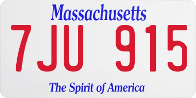 MA license plate 7JU915