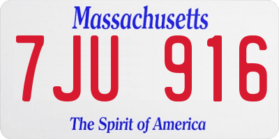 MA license plate 7JU916