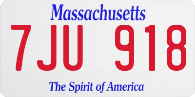 MA license plate 7JU918