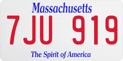 MA license plate 7JU919