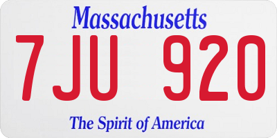 MA license plate 7JU920