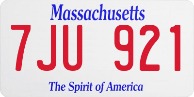 MA license plate 7JU921