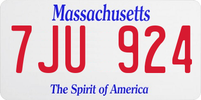 MA license plate 7JU924