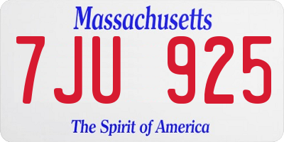 MA license plate 7JU925