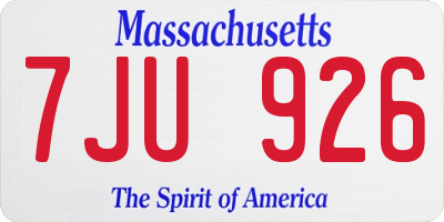 MA license plate 7JU926