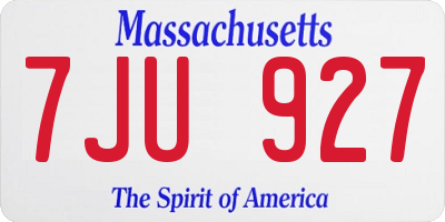 MA license plate 7JU927