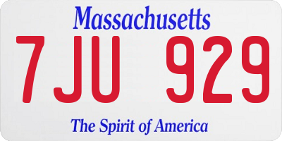 MA license plate 7JU929