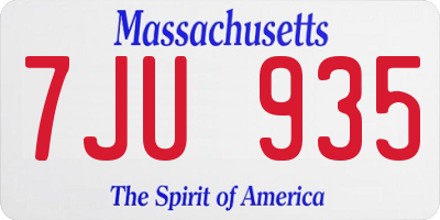 MA license plate 7JU935