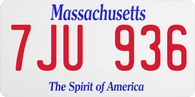 MA license plate 7JU936