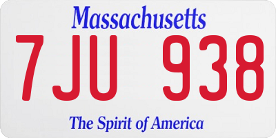 MA license plate 7JU938