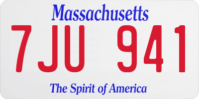 MA license plate 7JU941