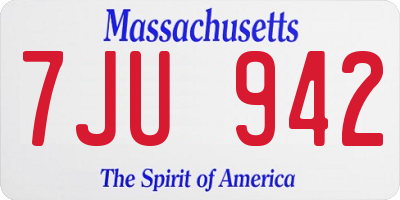 MA license plate 7JU942