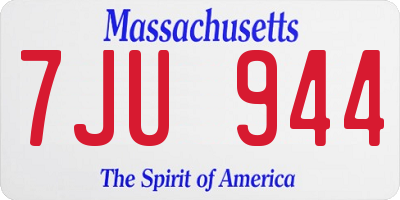MA license plate 7JU944