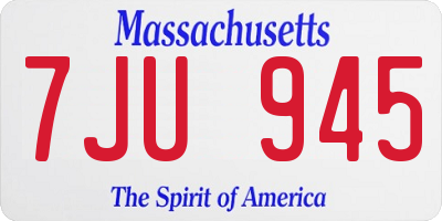 MA license plate 7JU945