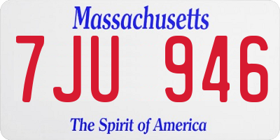 MA license plate 7JU946