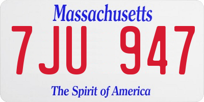 MA license plate 7JU947