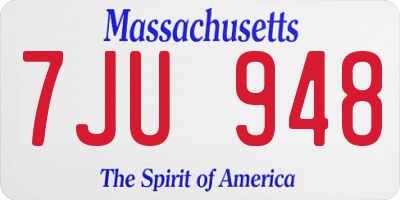 MA license plate 7JU948
