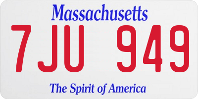 MA license plate 7JU949