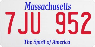 MA license plate 7JU952