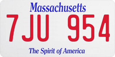 MA license plate 7JU954