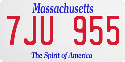 MA license plate 7JU955