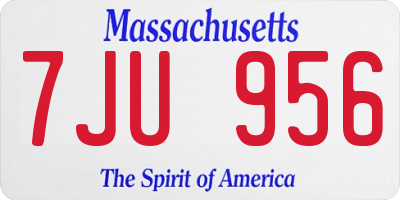 MA license plate 7JU956