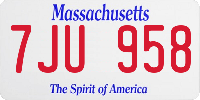 MA license plate 7JU958