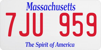 MA license plate 7JU959