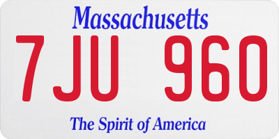 MA license plate 7JU960