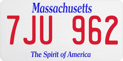 MA license plate 7JU962