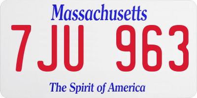 MA license plate 7JU963