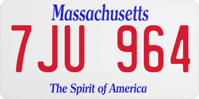 MA license plate 7JU964