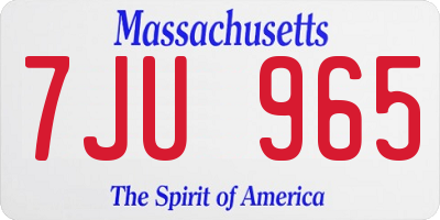 MA license plate 7JU965