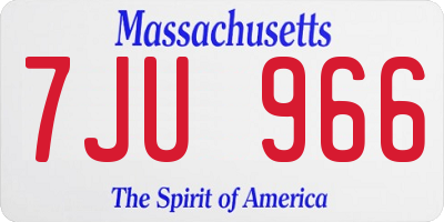 MA license plate 7JU966