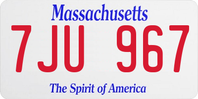 MA license plate 7JU967