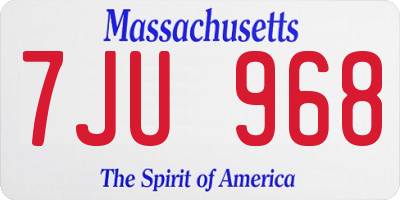 MA license plate 7JU968