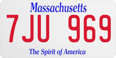 MA license plate 7JU969