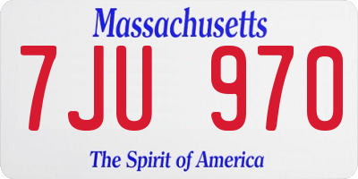 MA license plate 7JU970