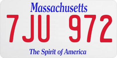 MA license plate 7JU972