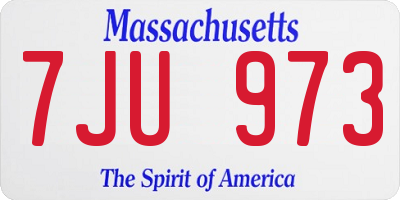 MA license plate 7JU973