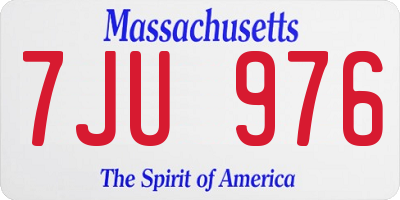 MA license plate 7JU976
