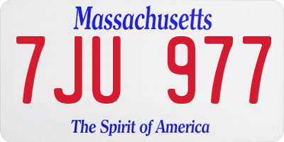 MA license plate 7JU977