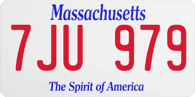 MA license plate 7JU979