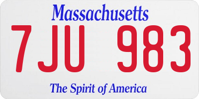 MA license plate 7JU983